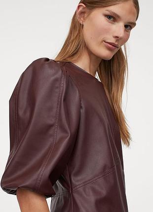 H&amp;m плаття екошкіра по фігурі бордо бургунді марсала винне з рукавом нове