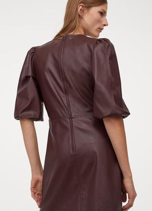 H&amp;m плаття екошкіра по фігурі бордо бургунді марсала винне з рукавом нове
