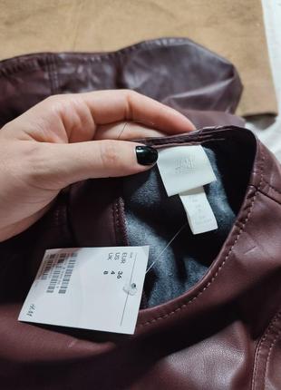 H&amp;m плаття екошкіра по фігурі бордо бургунді марсала винне з рукавом нове