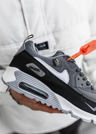 Чоловічі демісезонні кросівки в стилі nike air max 90 cordura grey найк еір макс кордура сірі 40-44 весна-літо еко-замша сітка6 фото