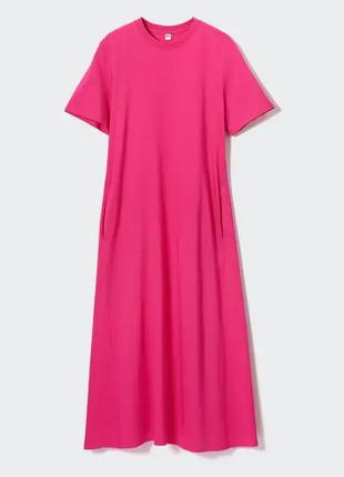 Платье, платье, футболка японского бренда uniqlo mercerised cotton a-line short sleeved dress