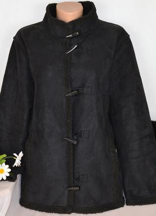 Брендовая черная дубленка с карманами дафлкот casualclub акрил1 фото