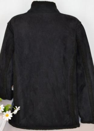 Брендовая черная дубленка с карманами дафлкот casualclub акрил2 фото