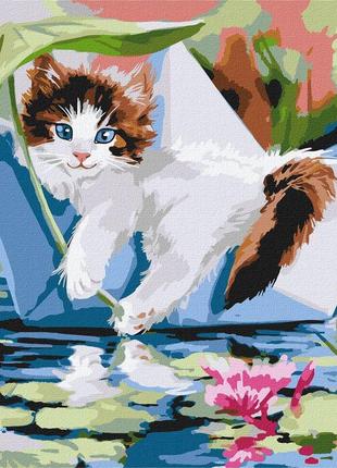 Картина по номерам котик на отдыхе 40*40 см идейка kho4470