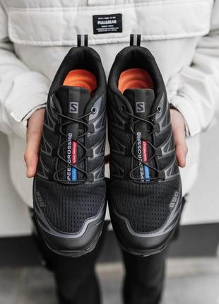 Мужские весенние спортивные кроссовки в стиле salomon xt 6 black саломон черные8 фото