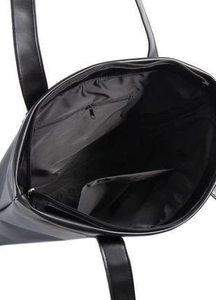 Чорна глянсова — якісна, фабрична сумка-шопер формату а4, добре тримає форму (луцк, 784)2 фото