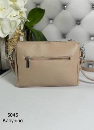 Женская стильная и качественная сумка из эко кожи на 3 отдела капучино8 фото