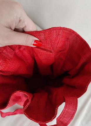 Ексклюзивна 😍 летняя красная сумка мешочек3 фото