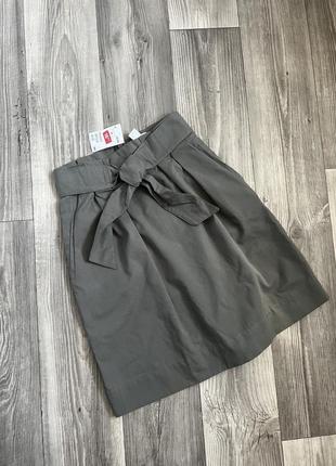 Новая миди юбка хаки с поясом2 фото