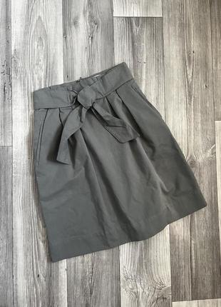 Новая миди юбка хаки с поясом3 фото