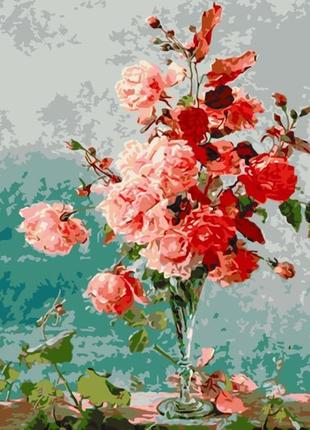 Картина за номерами рожеві троянди. квіти 40*50 см art craft 13135-ac