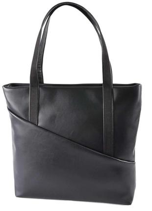 Чорна глянцева — формат а4 - сумка великого розміру та стриманого дизайну з одним відділенням на блискавці (луцьк, 785)4 фото