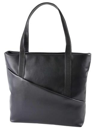Чорна глянцева — формат а4 - сумка великого розміру та стриманого дизайну з одним відділенням на блискавці (луцьк, 785)