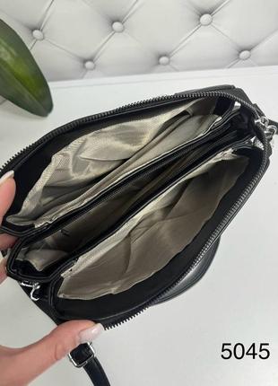 Женская стильная и качественная сумка из эко кожи на 3 отдела пудра9 фото