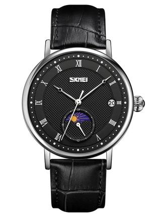 Часы классические мужские skmei 9308 (черные с черным циферблатом)1 фото