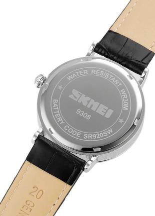 Часы классические мужские skmei 9308 (черные с черным циферблатом)7 фото