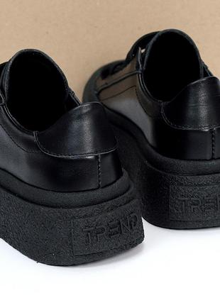 Шикарные черные кожаные кеды криперы натуральная кожа на платформе3 фото