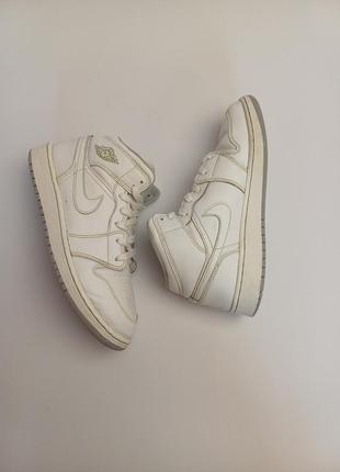 Nike air jordan white high 1, кроссовки белые высокие3 фото