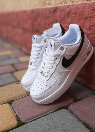 Жіночі кросівки | nike air force 1 af-1`82 | білі з чорним | шкіра, :368 фото