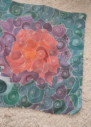 Шелковый платок ideen in stoff 100% шелк батик, шов роуль