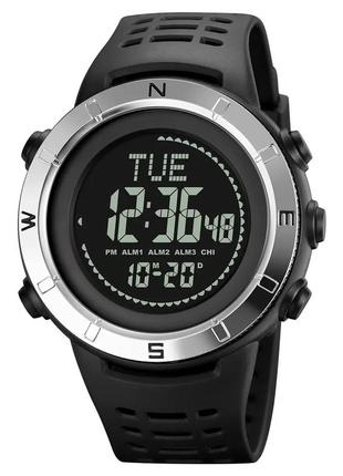 Часы мужские спортивные с компасом skmei 2096 compass (черные с серебристым)1 фото
