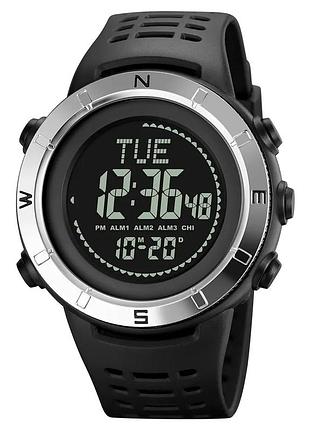 Годинник чоловічий спортивний з компасом skmei 2096 compass (чорний з сріблястим)