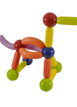 Дитячий магнітний 3d конструктор кольорові магнітні палички та кульки (magnetic sticks), 64 деталі2 фото
