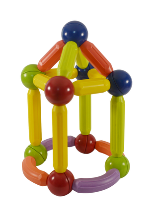 Дитячий магнітний 3d конструктор кольорові магнітні палички та кульки (magnetic sticks), 64 деталі1 фото