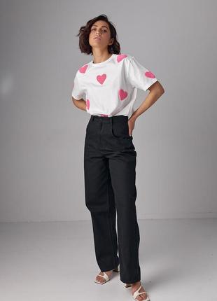 Женская трикотажная футболка с сердечками4 фото