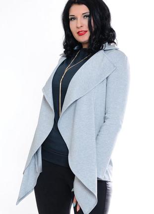 Бирка! трикотажний світло-сірий кардиган кофта-накидка xl/50 розміру новий кардіган кофта накідка
