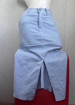 Джинсовая юбка длинная юбка с разрезом