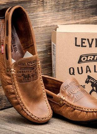 Шкіряні чоловічі мокасини levis summer brown чехія