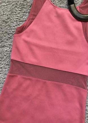 Платье дайвинг сетчатое по фигуре платье-миди с сетчатыми вставками розовое2 фото