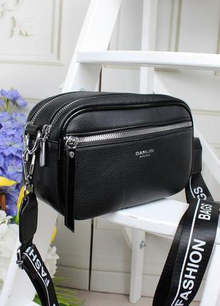 Женская стильная и качественная сумка из эко кожи на 2 отдела черная4 фото