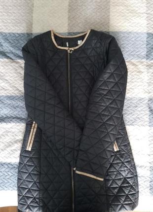 Куртка удлиненная черная полупальто стеганное  демісезон4 фото