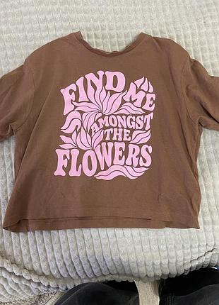 Футболка укорочена коричнева h&amp;m