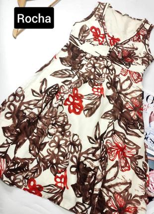 Платье женское миди лен в цветочный принт без рукавов от бренда rocha debenhams 161 фото