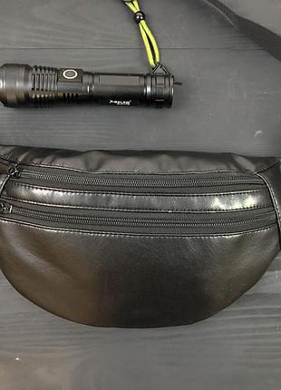 Сумка на пояс из эко-кожи + профессиональный фонарь police bl-x71-p50
