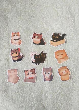 Наліпки стікери милі котики кошенята стікерпак набір cute скрапбукінг наклейки