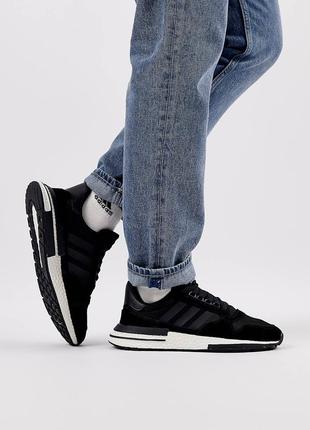 Мужские кроссовки adidas originals zx 500 black white4 фото