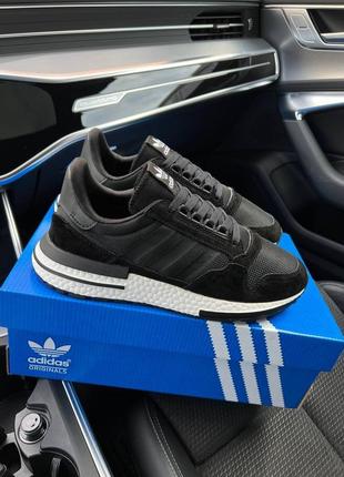 Мужские кроссовки adidas originals zx 500 black white1 фото