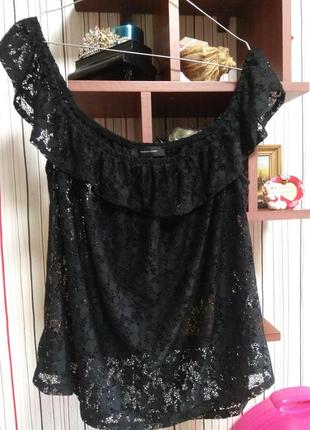 Ажурна мереживна чорна майка на плечах atmosphere 12/14,маєчка мереживо