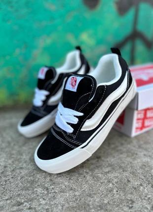 Крутые женские кеды vans knu skool black white чёрно-белые