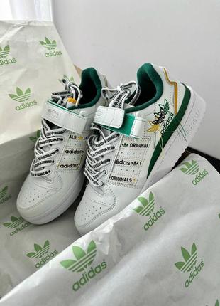 Adidas forum 84 low white / green7 фото
