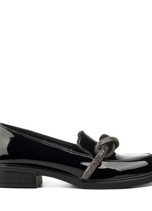 Туфлі жіночі чорні лакові на товстому каблуку 2392т3 фото