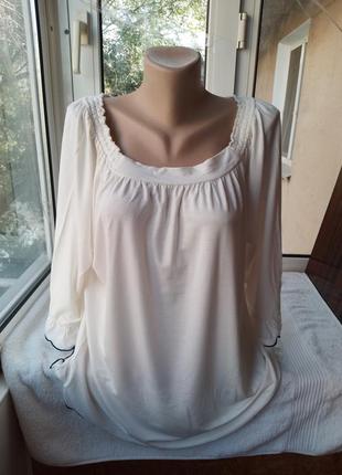 Брендова віскозна трикотажна блуза блузка лонгслів великого розміру мега батал3 фото