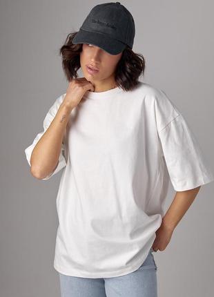 Базова однотонна футболка oversize6 фото