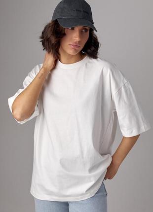 Базова однотонна футболка oversize7 фото