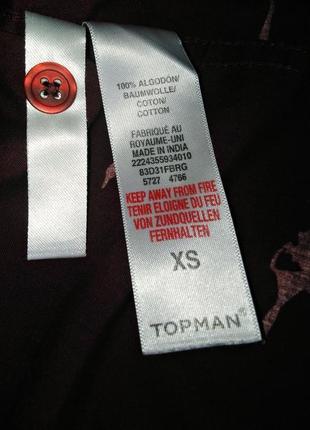 Фірмова сорочка бордового кольору принт журавель topman made in india, блискавичне надсилання4 фото