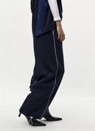 Трендові темні базові спортивні штани zara ford лампас ретро оверсайз джогери весняні баггі хіп хоп6 фото
